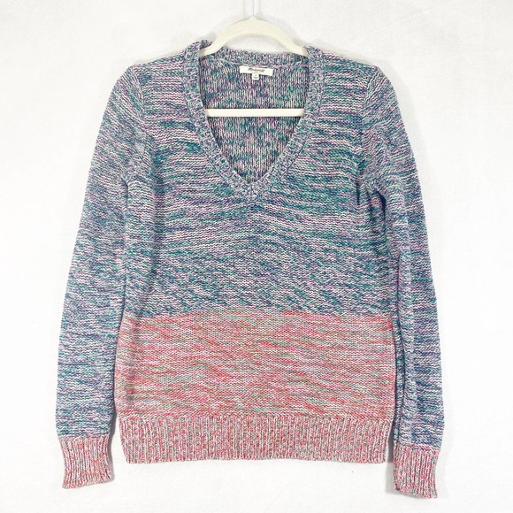 Madewell Sweater Small V-Neck Knit Colorblock Spectrum Pullover Long Sleeve - Picture 2 of 11